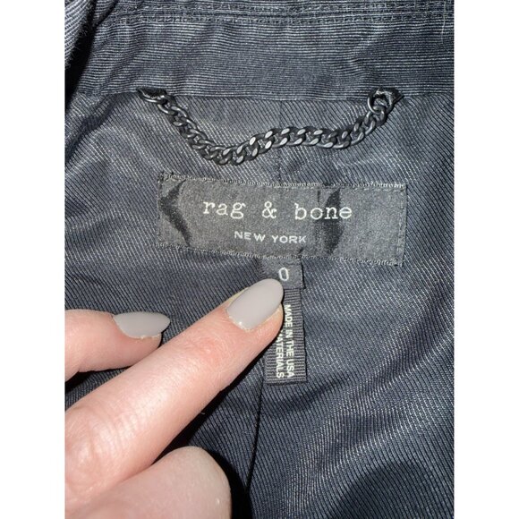 Rag & Bone Waverly Blazer w Sheep Leather Trim Black Sz 0 [jb] - Picture 6 of 12